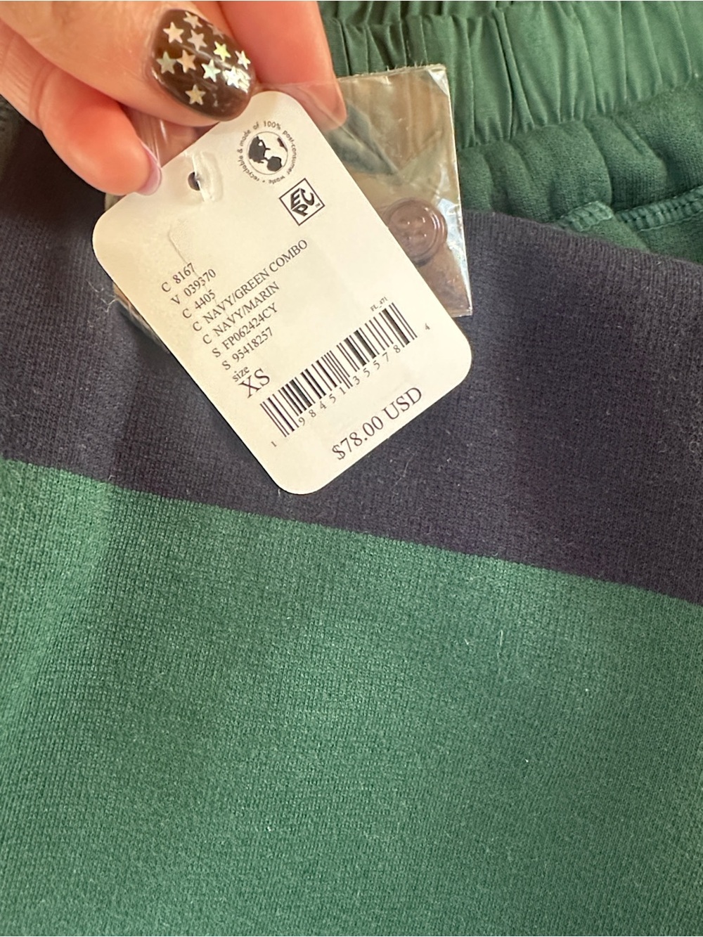 NWT FREE PEOPLE You Wish Flare Pants - Navy/Green Combo - Picture 5 of 6